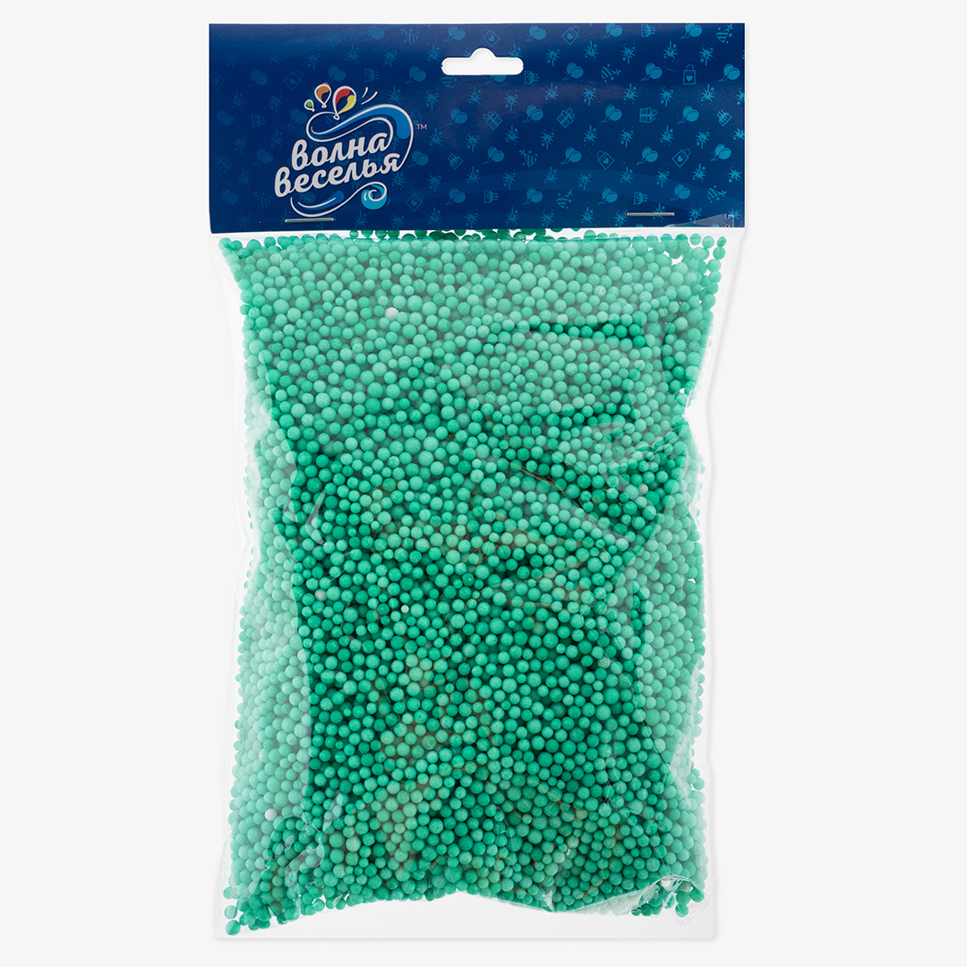 Шарики пенопласт, Зеленый, 2-4 мм, 10 гр.