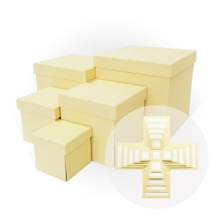 Набор коробок WOW - Сюрприз, Текстура рогожки, Слоновая кость, 21*21*21 см, 5 шт. в упак. 