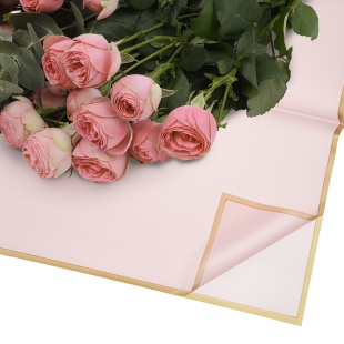 Упаковочная пленка 53мкр (0,57*0,57 м) Золотистая кайма, Светло-розовый, Матовый, 20 шт.