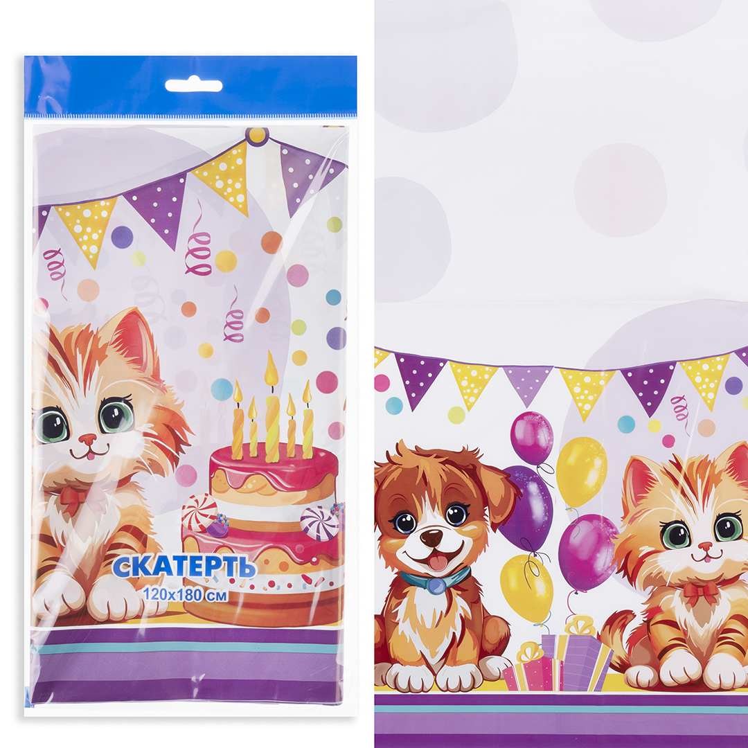 Скатерть одноразовая, Пушистики, 120*180 см, 1 шт.