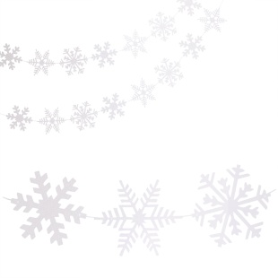 Гирлянда-подвеска Ассорти снежинок, Жемчужный, Перламутр, 195 см, 13 см*6 шт, 1 упак.