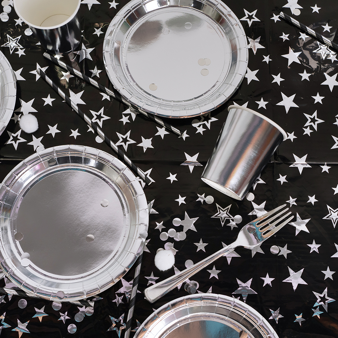 Тарелки (9''/23 см) Серебро, Металлик, 6 шт.