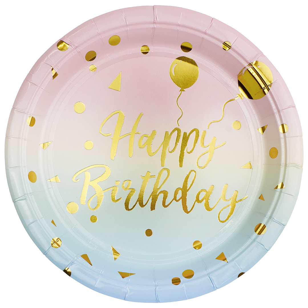 Тарелки (7''/18 см) Невесомый ДР, Радужный/Золото, Металлик, 6 шт.