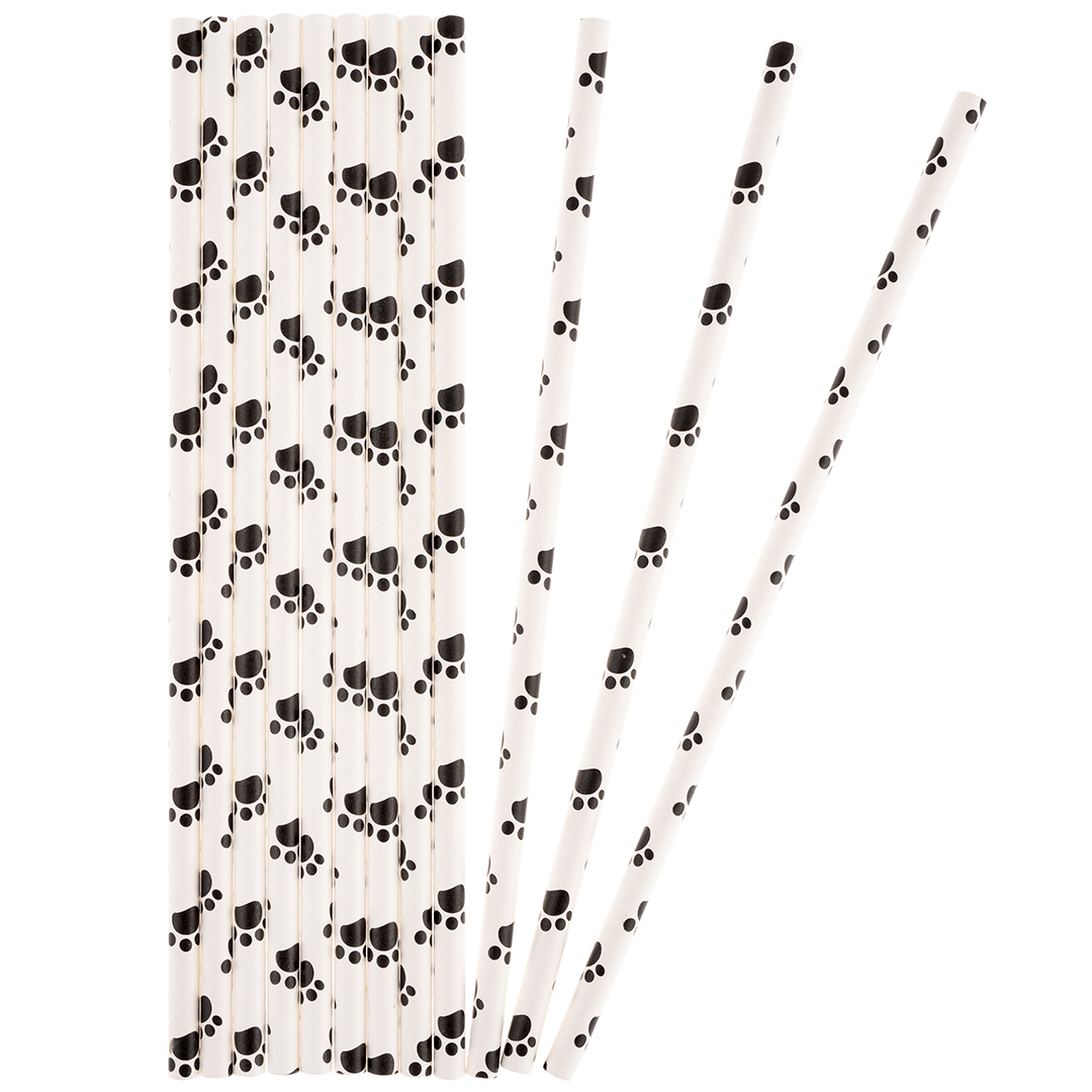Трубочки для коктейлей, Лапки, Белый/Черный, 12 шт. в упак. 