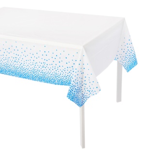 Скатерть одноразовая, Конфетти, Белый/Голубой, 137*274 см, 1 шт.