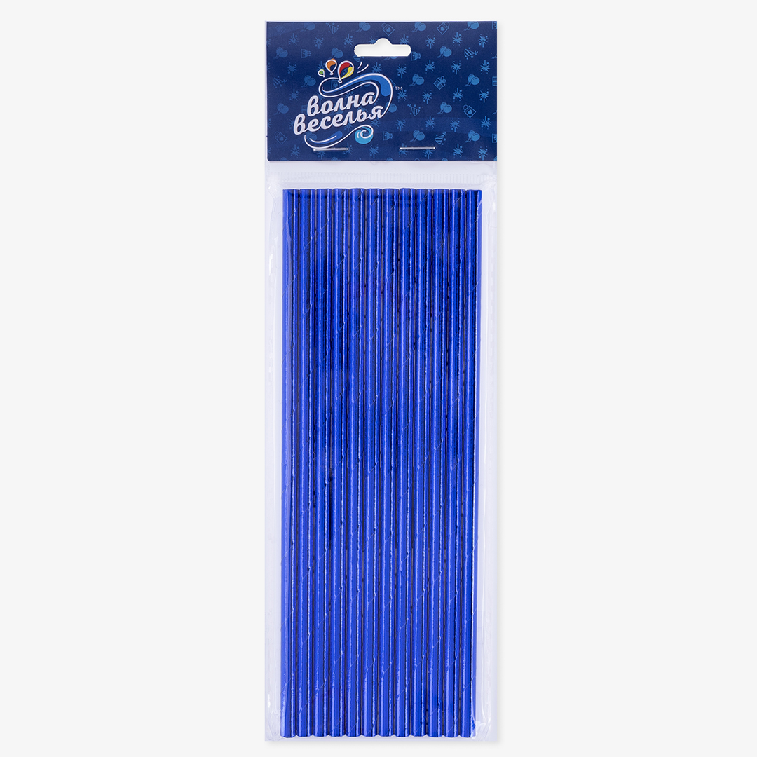 Трубочки для коктейлей, Синий, Металлик, 12 шт. в упак. 