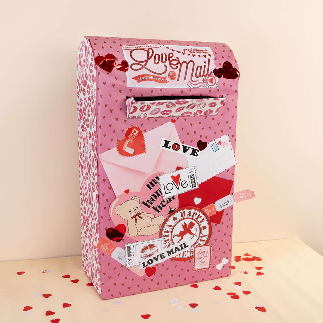 Упаковочная бумага 80гр (0,7*1 м) Сердечки, Розовый, 10 шт.