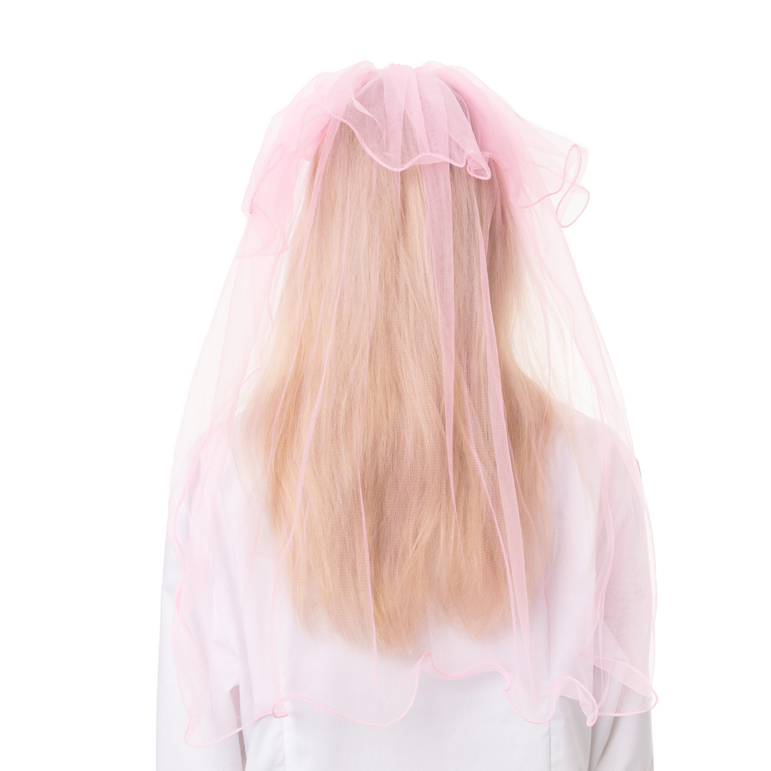 Ободок, Цветы (с фатой), Розовый, 60 см, 1 шт. 