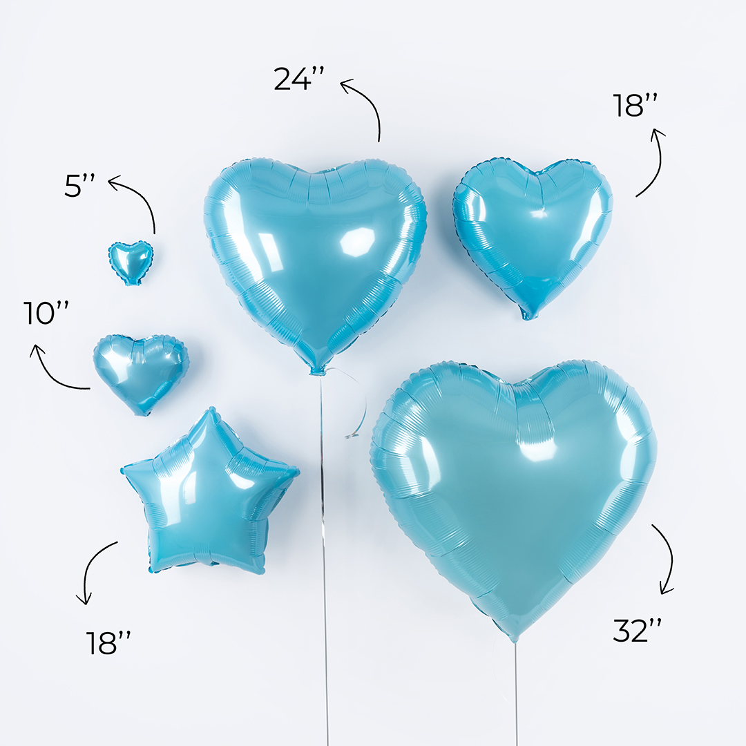 Шар (24''/61 см) Сердце, Голубой, Металлик, 1 шт.