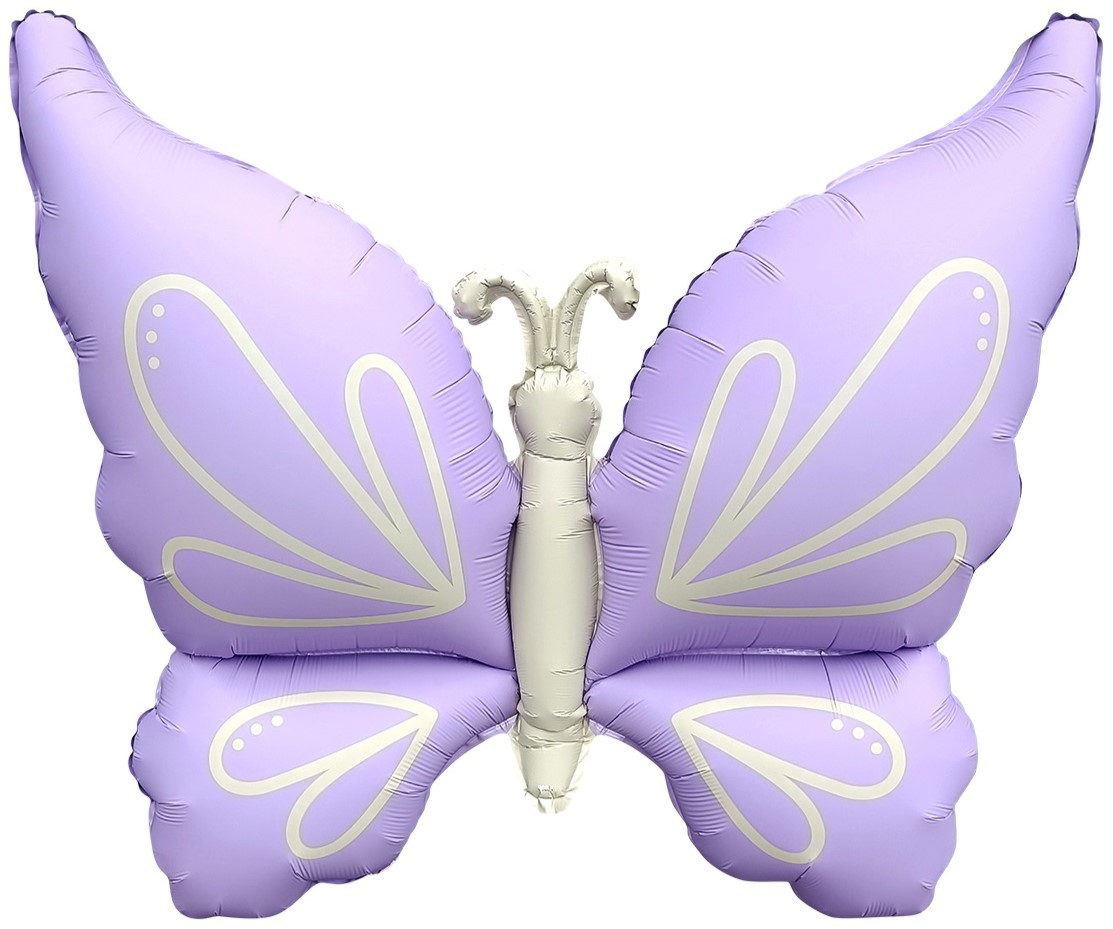 Шар (37''/94 см) Фигура, Нежная бабочка, Сиреневый, Сатин, 1 шт.