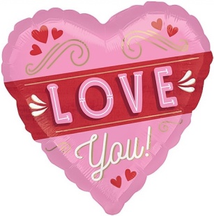 Шар (18''/46 см) Сердце, Love you (сердечки), 1 шт. в уп. (цв.этик.)