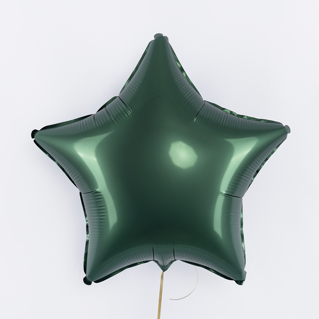 Шар (18''/46 см) Звезда, Темно-зеленый, Сатин, 1 шт.