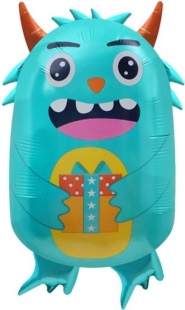 Шар с клапаном (17''/43 см) Мини-фигура, Монстрик Лукас, Бирюзовый, 5 шт. в уп. (цв.этик.)