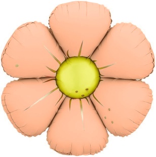 Шар (25''/64 см) Цветок, Ромашка (надув воздухом), Персиковый, Сатин, 1 шт. в уп. (цв.этик.)