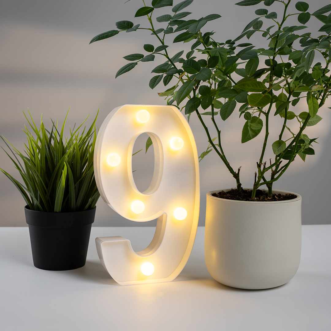 Световая фигура Цифра, 6/9, 21 см. Белый, 1 шт.