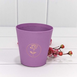 Коробка для цветов, Ваза, Тиснение Цветок, Сиреневый, 10,7*10,6 см, 1 шт. 