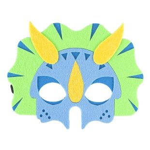 Маска карнавальная, из фетра, Динозавр, Голубой, 19*15 см, 1 шт. 