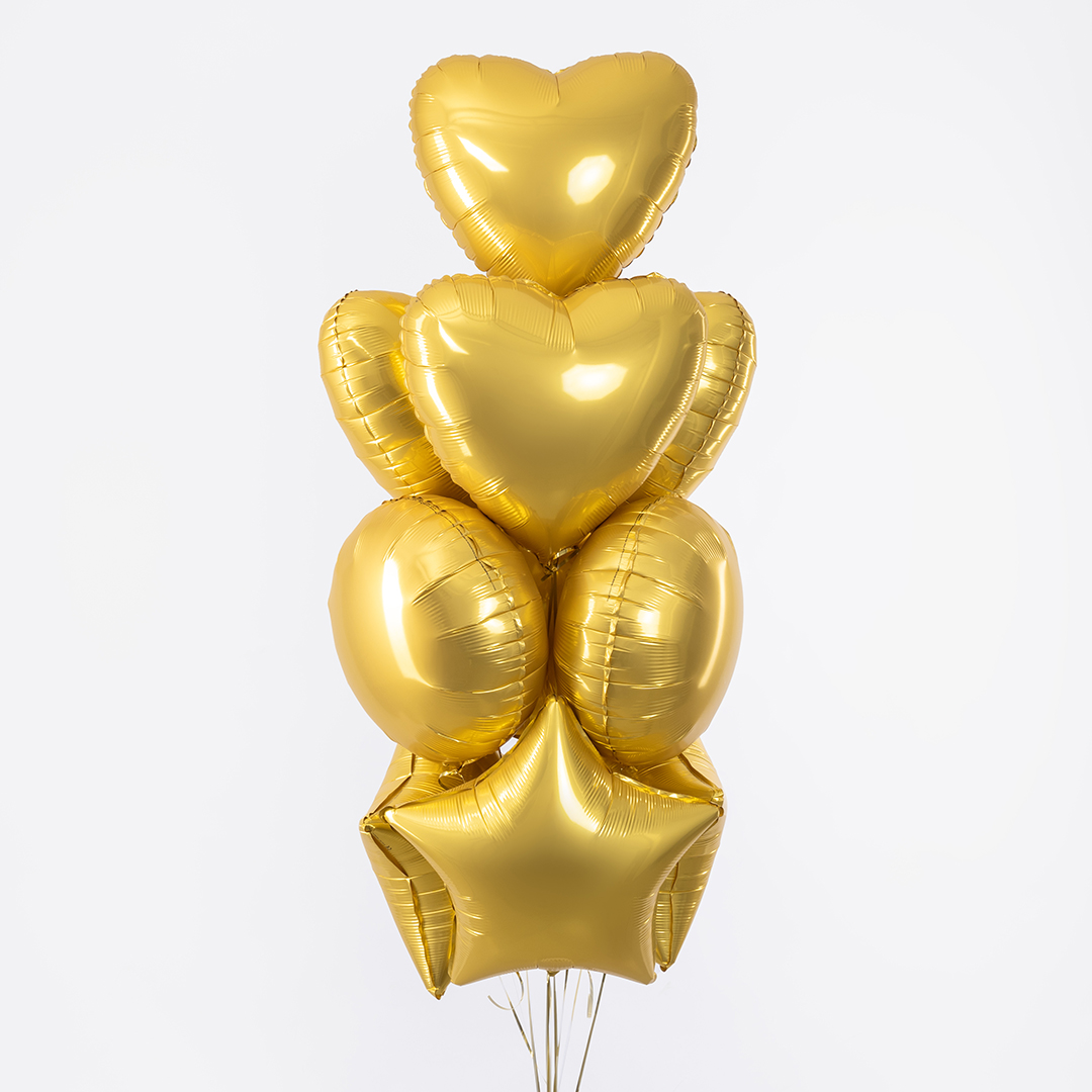 Шар (18''/46 см) Сердце, Золото, Сатин, 1 шт.