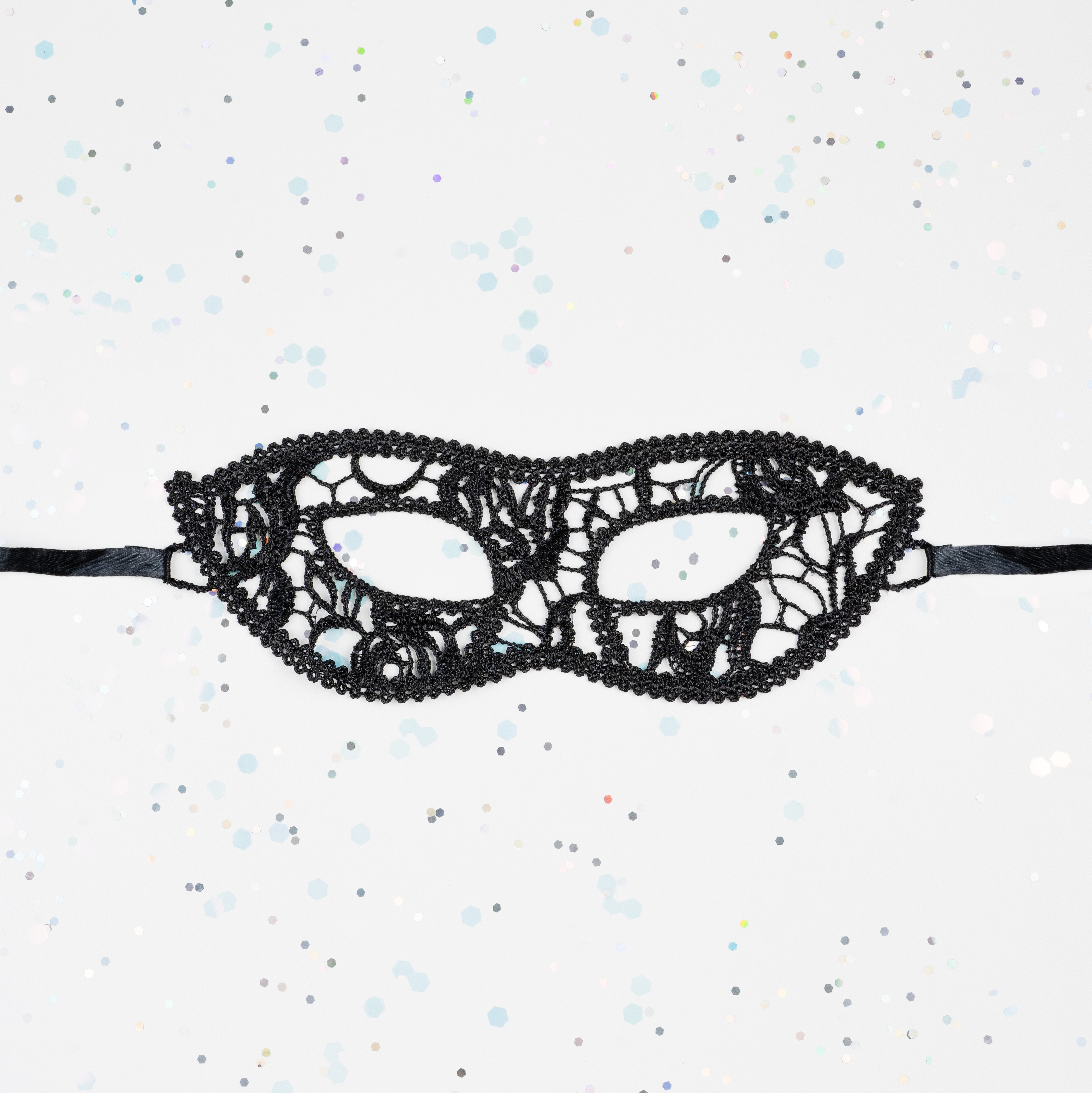 Маска кружевная, мягкая, Загадка, Черный, 16*24 см, 1 шт. 