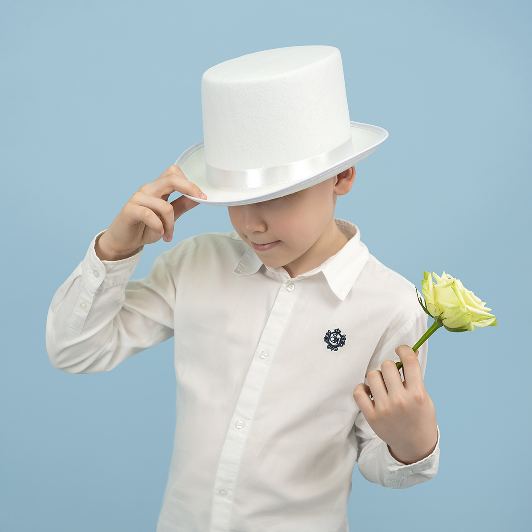 Шляпа, Цилиндр, фетр, Белый, 56-58 разм., 1 шт. 