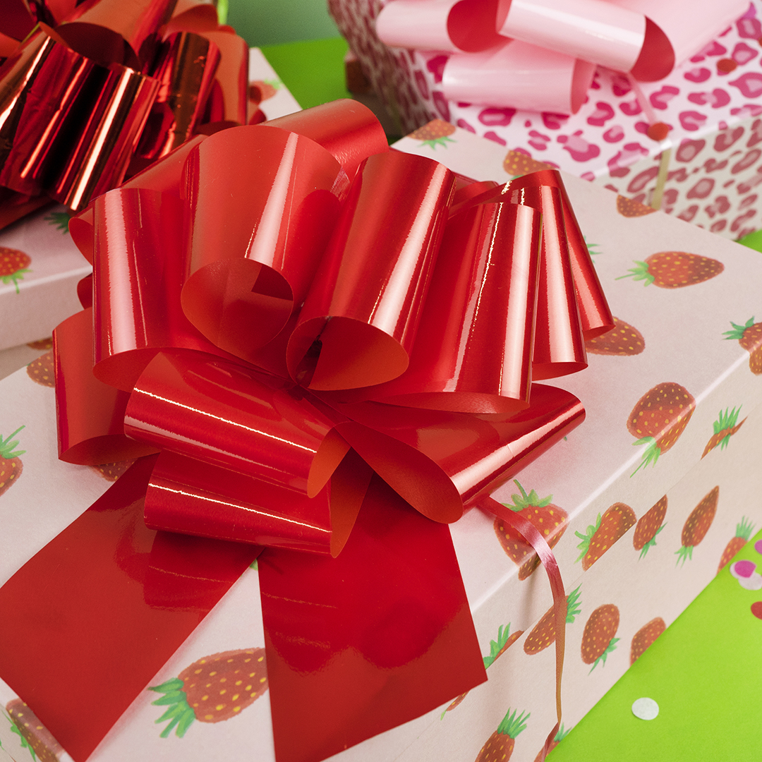 Бант Шар, Красный, Лаковый, 21 см, 1 шт. в упак. 