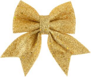 Декоративный бант Праздничный, Золото, с блестками, 12*15 см, 2 шт. в упак. 