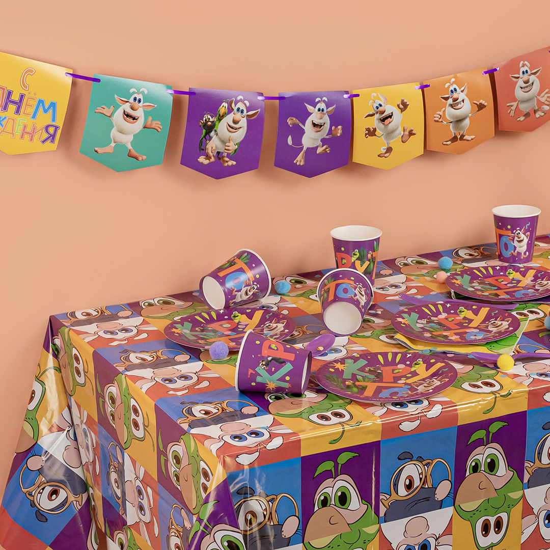 Гирлянда Флажки, Буба, С Днем Рождения!, 300 см, 1 упак.