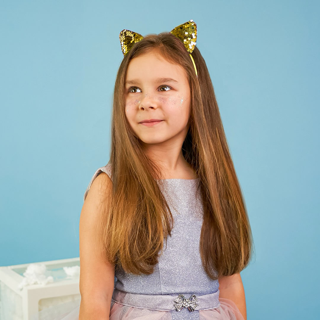 Ободок Кошка, с пайетками, Золото, 1 шт. 