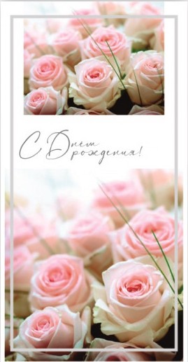 Конверты для денег, С Днем Рождения! (нежные розы), 10 шт.