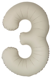 Шар (40''/102 см) Цифра, 3 Slim, Кремовый Латте, Матовый, 1 шт.