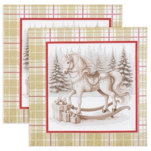 Сервировочные салфетки, Скатерть с лошадью, Золото, 33*33 см, 20 шт.