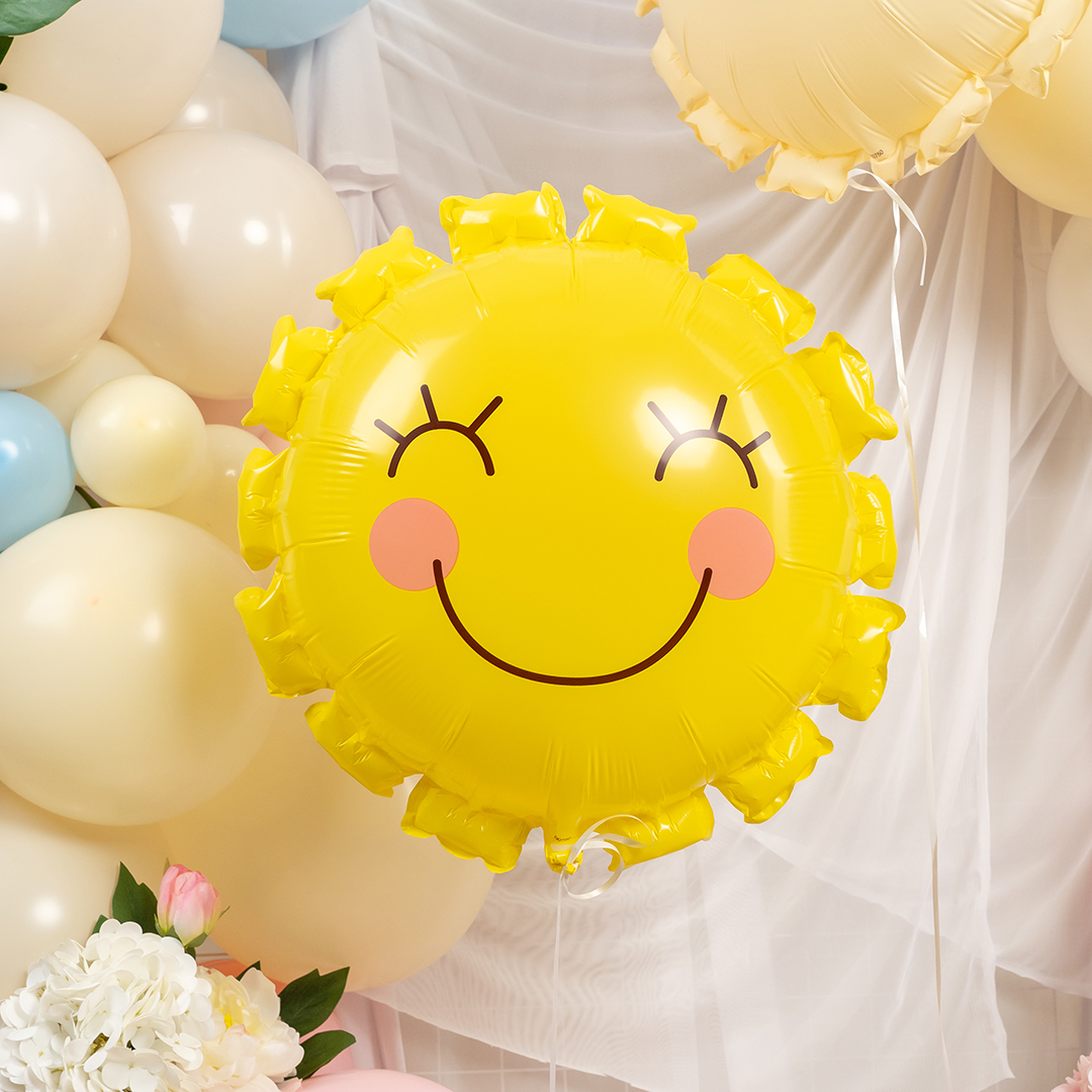Шар (22''/56 см) Фигура, Солнышко, Желтый, 1 шт. в уп.