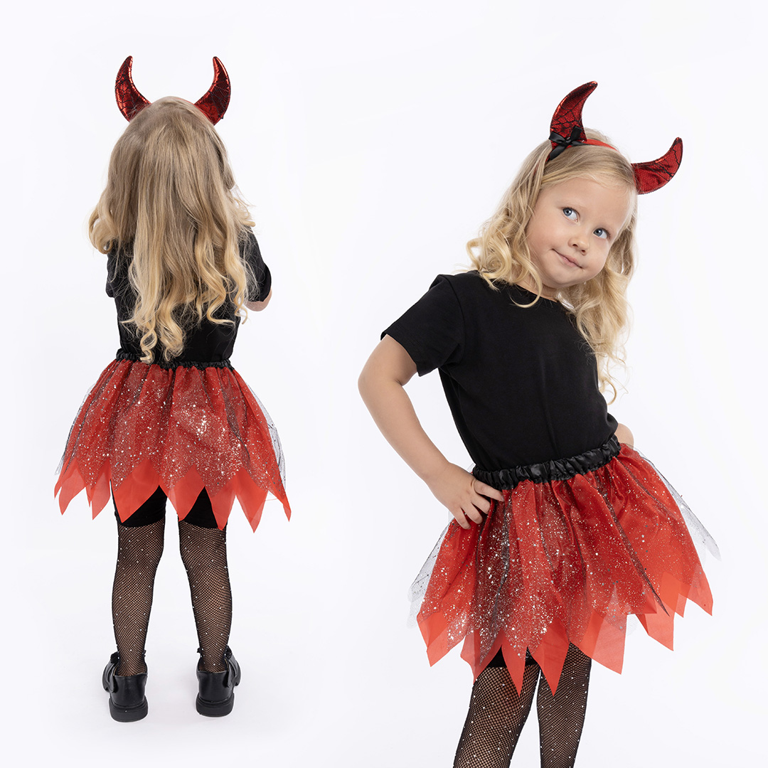 Набор (ободок и юбочка), Дьяволенок, Красный, 1 шт. 