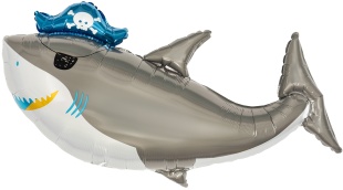 Шар (38''/97 см) Фигура, Акула Пират (повязка флибустьера), 1 шт. в уп.