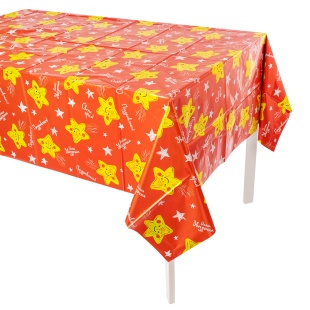 Скатерть одноразовая, С Днем Рождения! (звездочка), Металлик, 137*183 см, 1 шт.