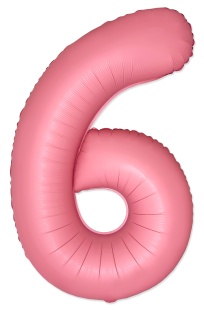 Шар (40''/102 см) Цифра, 6 Slim, Светло-розовый, Макарунс, 1 шт. в уп.
