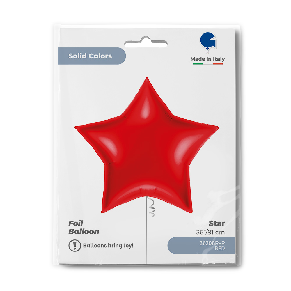 Шар (36''/91 см) Звезда, Красный, 1 шт. в уп.