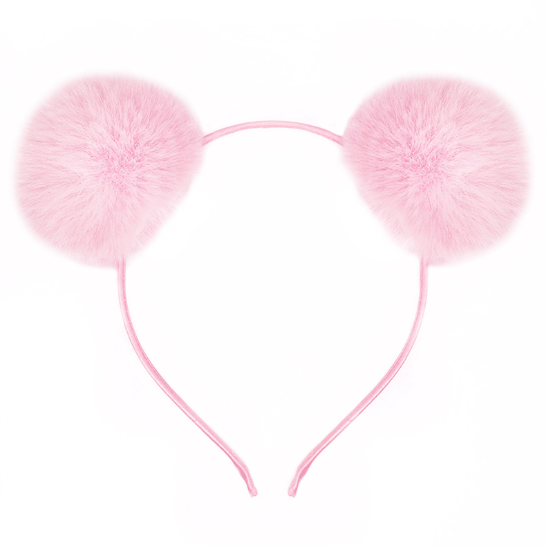 Ободок, Пушистые помпончики, Розовый, 1 шт. 