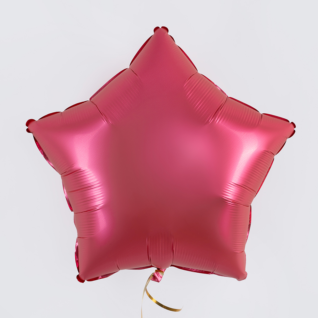Шар (18''/46 см) Звезда, Ягодная помада, Сатин, 1 шт.