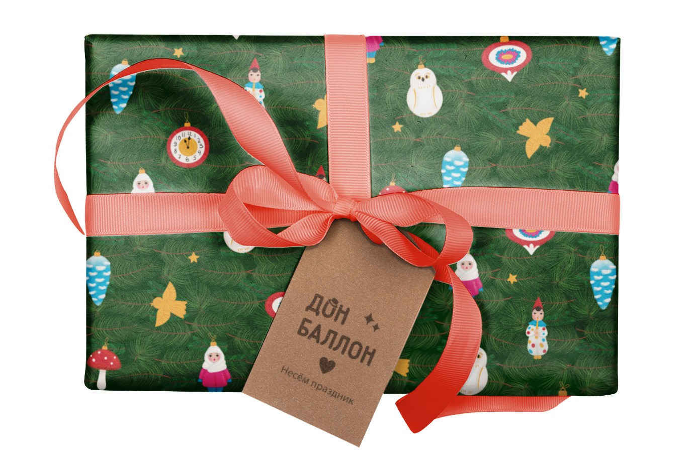 Упаковочная бумага 80гр (0,7*1 м) Еловые ветки, 10 шт.