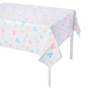 Скатерть одноразовая, Гендер Пати, Розовый/Голубой, Металлик, 137*183 см, 1 шт.