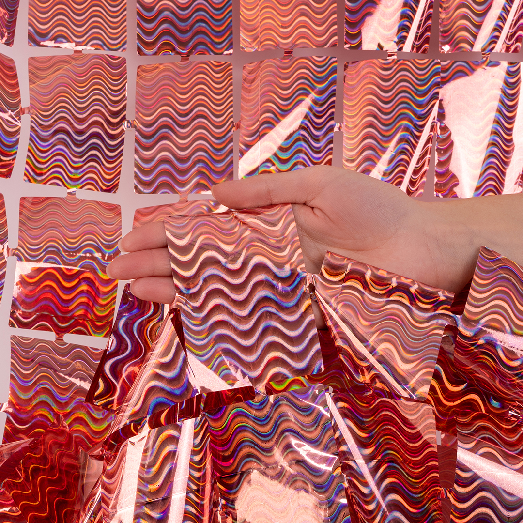 Занавес Прямоугольники, Розовое Золото, Голография, 100*200 см, 1 шт.