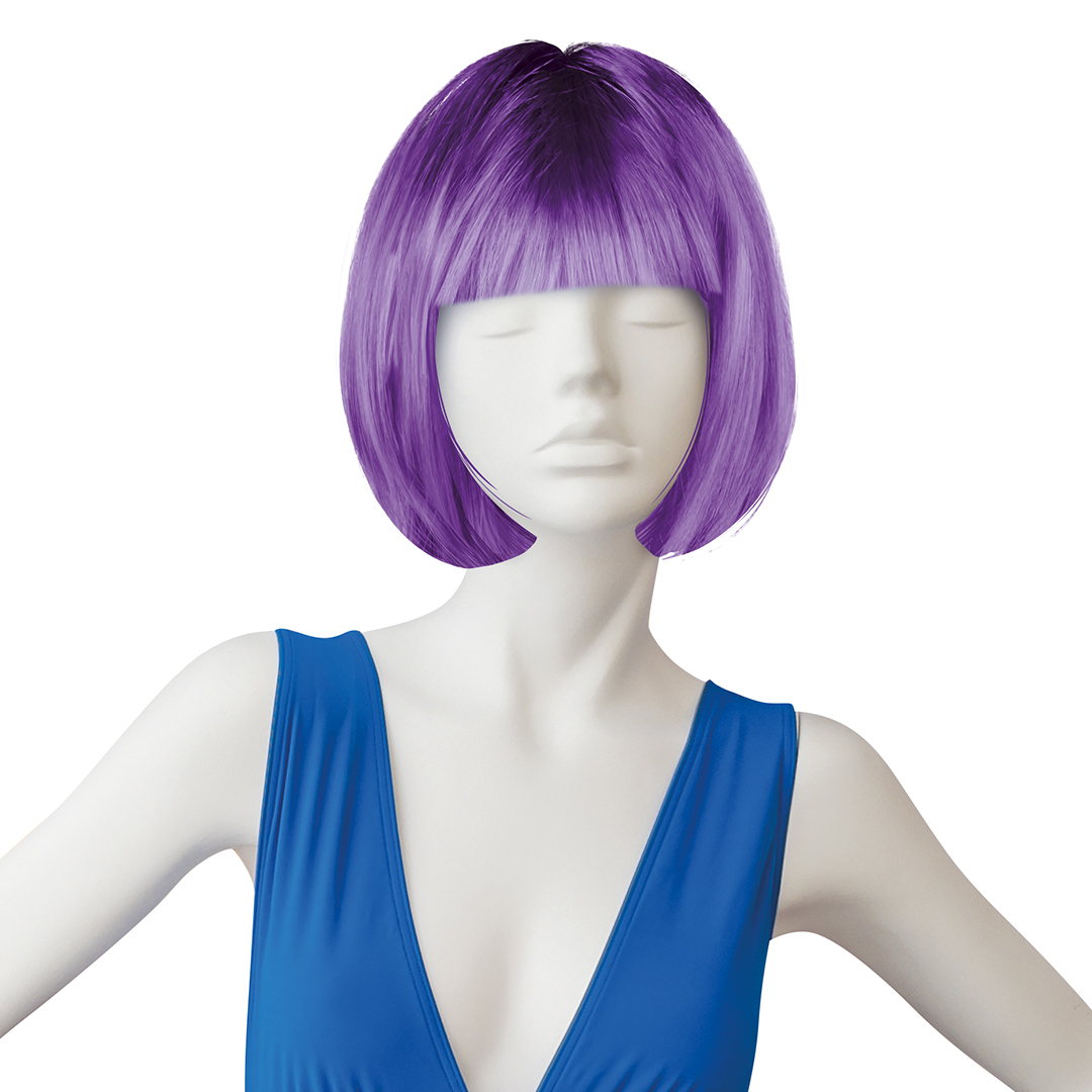 Парик карнавальный, 110 гр, Каре, Фиолетовый, 1 шт. в упак. 