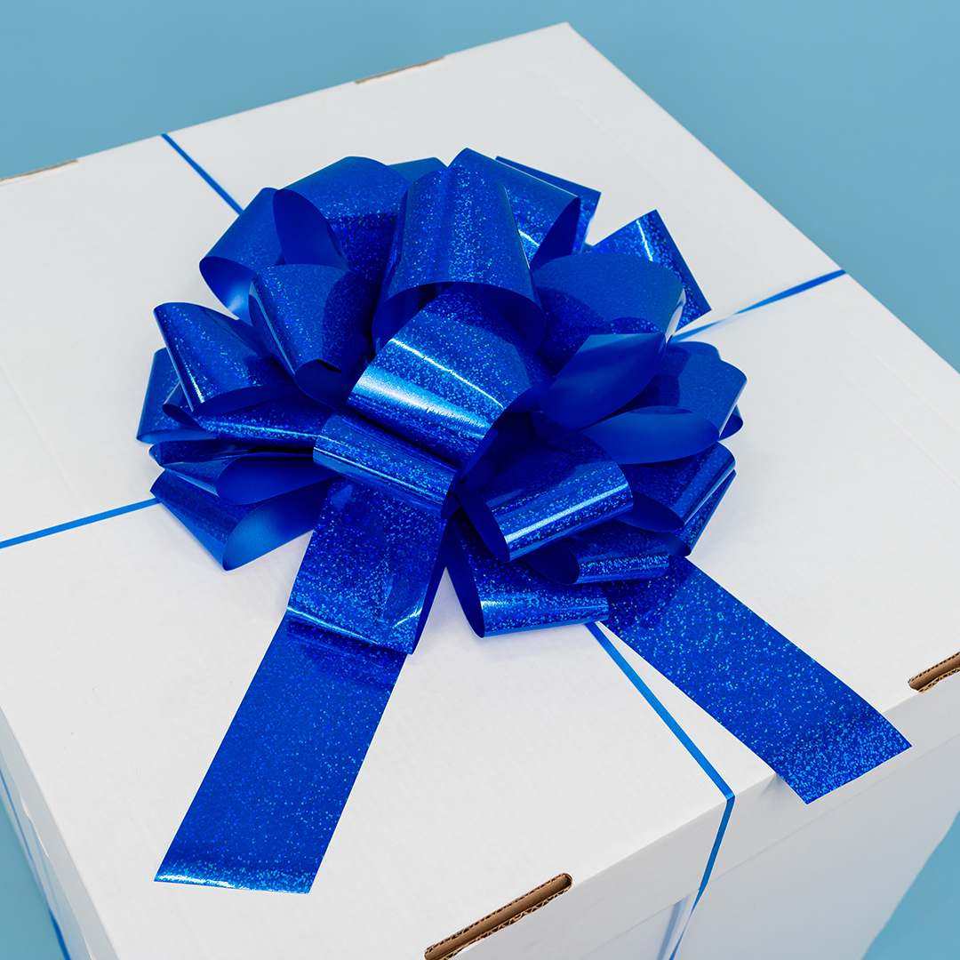 Бант Шар, Синий, Голография, 36 см, 1 шт. в упак. 