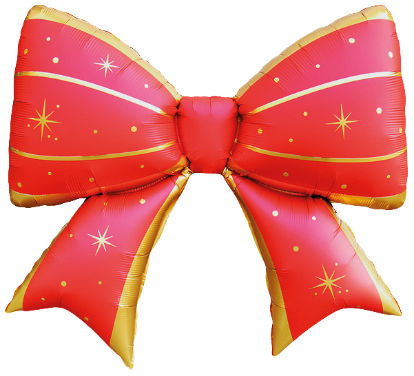 Шар (39''/99 см) Фигура, Бант, Красный/Золото, 1 шт.