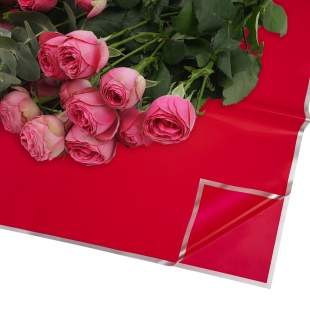 Упаковочная пленка 53мкр (0,57*0,57 м) Серебристая кайма, Красный, Матовый, 20 шт.