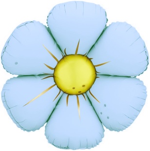 Шар (25''/64 см) Цветок, Ромашка (надув воздухом), Голубой, Сатин, 1 шт.