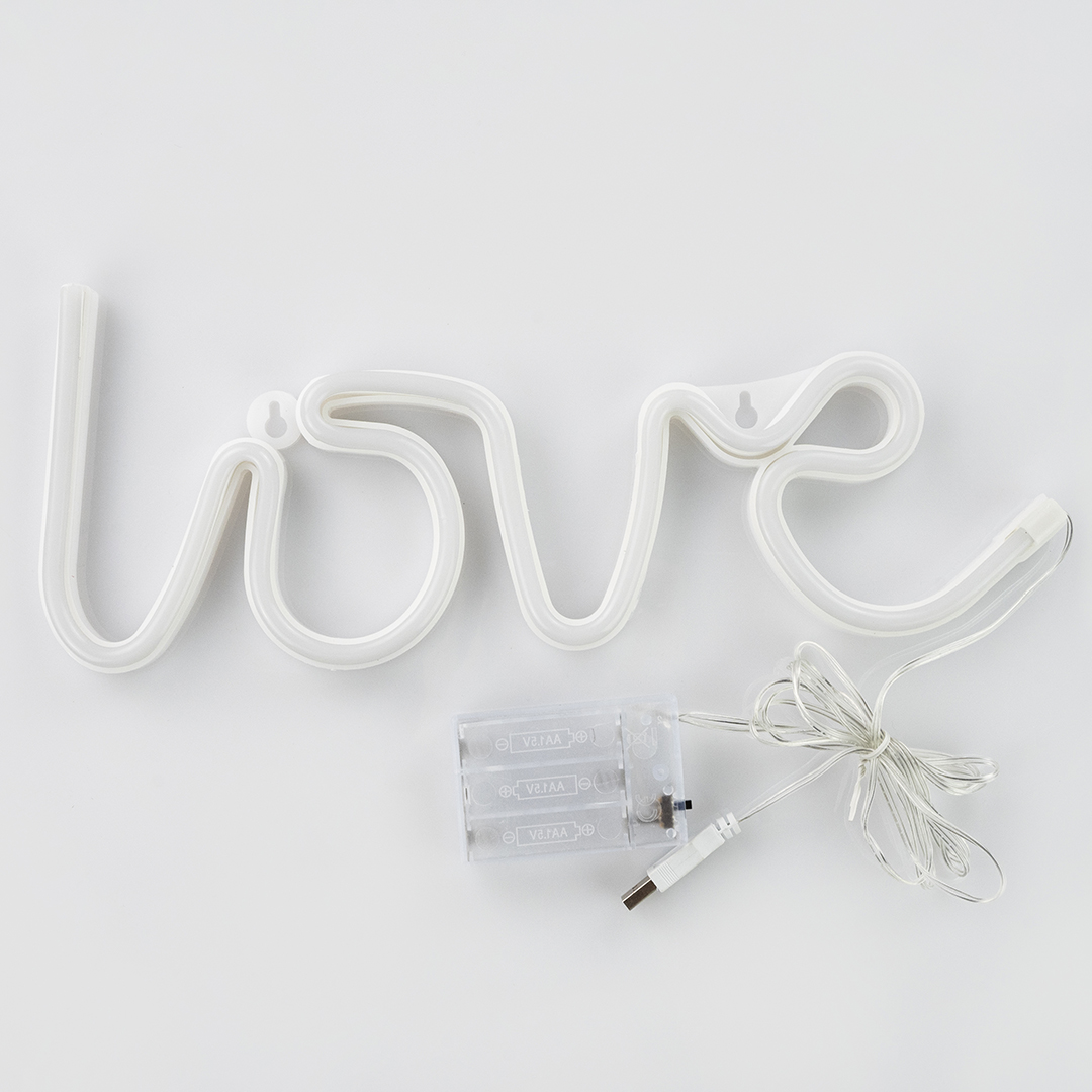 Световая надпись Love, 13*35 см. Сиреневый, 1 шт.