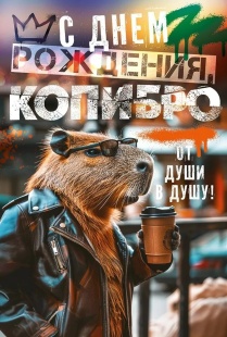 Открытка, С Днем Рождения, КопиБро (капибара), 12,2*18,2 см, 10 шт.