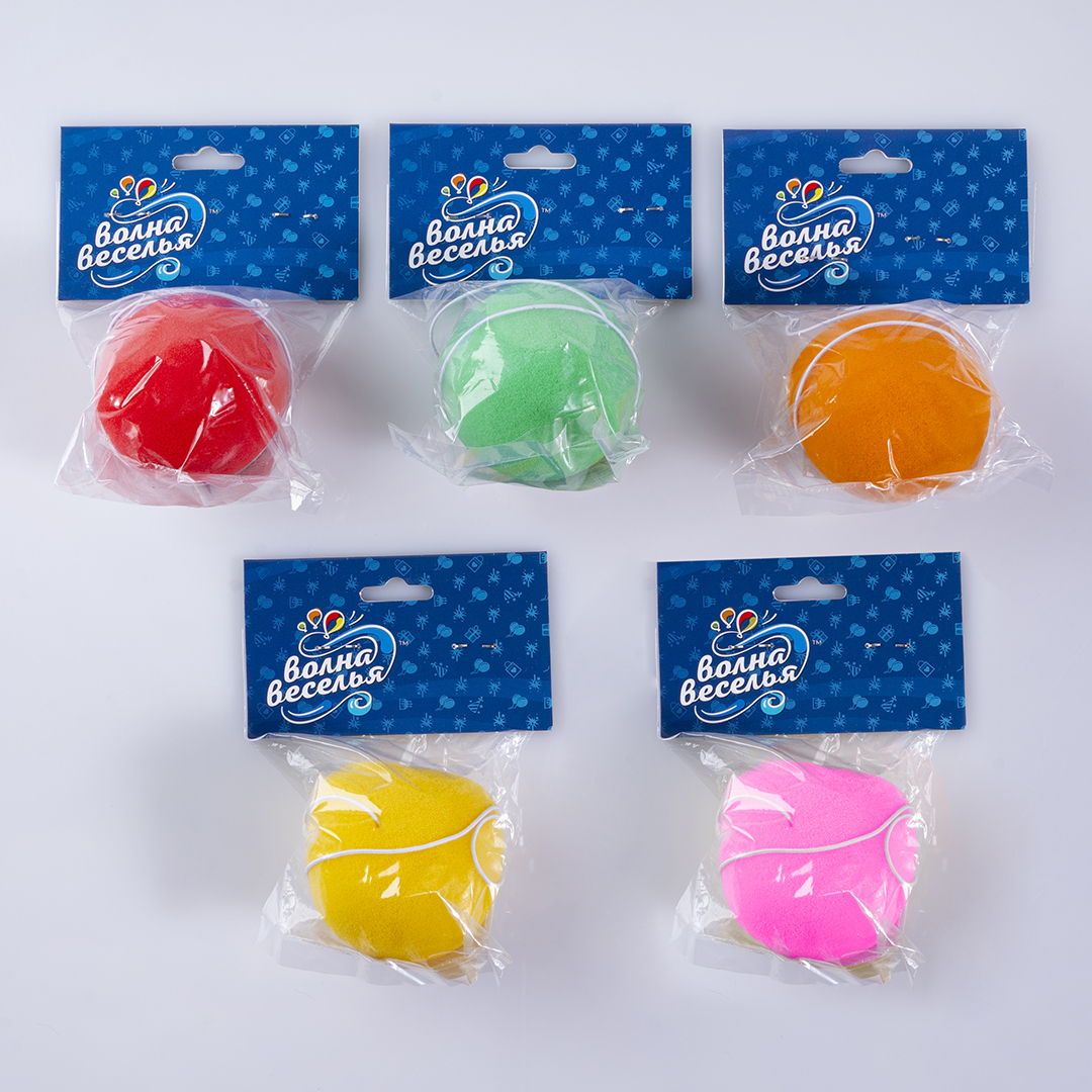 Нос клоуна, на резинке, Зеленый, 1 шт. 